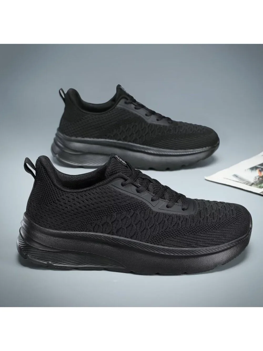 Men's Black Wide Toe Walking Shoes Casual Trail Running Sneakers Cross Trainer